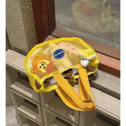 Túi tote lưới PVC phong cách Hàn Quốc màu vàng dễ thương – túi xách đi biển thoáng khí, túi đựng đồ du lịch gọn nhẹ đa n 7