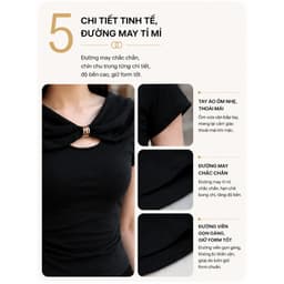 Áo thun nữ Evalover nơ cổ phối lụa, nhún eo kiểu dáng ôm chất cotton Nhật mềm mát 6