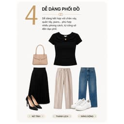 Áo thun nữ Evalover nơ cổ phối lụa, nhún eo kiểu dáng ôm chất cotton Nhật mềm mát 5