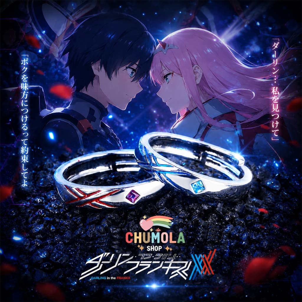 Nhẫn Đôi Anime Darling In The Franxx ZERO TWO & HIRO Điều Chỉnh Được Size Qùa Tặng Couple