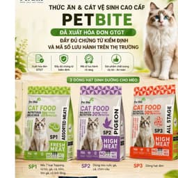 Hạt Pet Bite Mix topping thịt sấy SP1/ SP2 dinh dưỡng cho mèo gói 1kg, 5kg 1