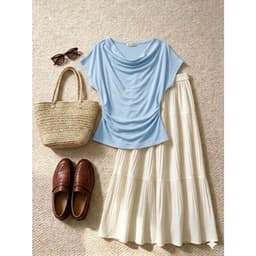 Áo Thun Nữ Công Sở Ngắn Tay Cổ Đổ Nhún Eo Chất Liệu Cotton Nhật Co Giãn 4 Chiều Mềm Mát Tôn Dáng Evalover 8