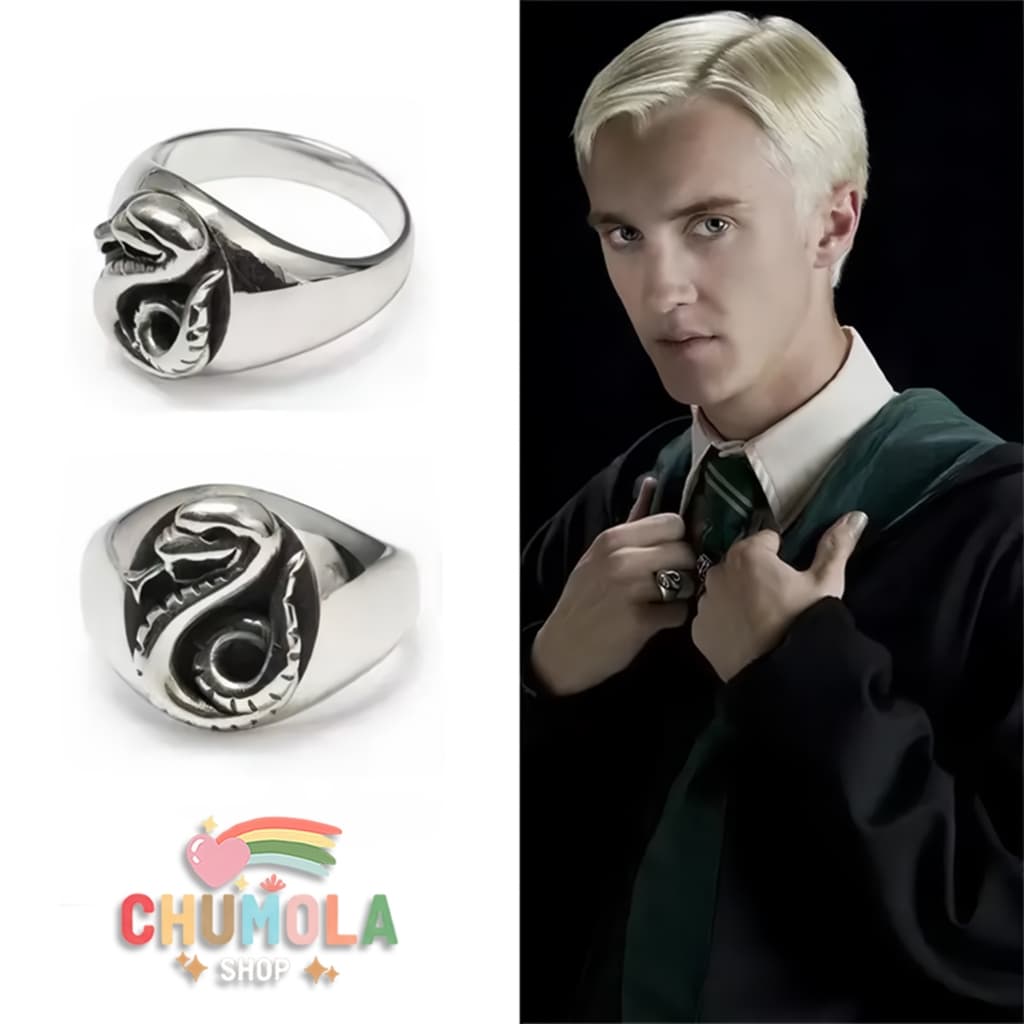 Nhẫn Draco Malfoy Phong Cách Hogwarts Phụ Kiện Cosplay Phù Thủy Harry Potter Free Size