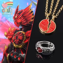 Vòng cổ đôi Mặt Kamen Rider OOO nhẫn đôi Ankh's Broken Taka Core Medal anime manga thời trang 1