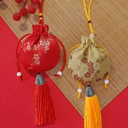 Túi Gấm Thêu Hoa Hầu Bao Cổ Trang May Mắn Phụ Kiện Đeo Trang Trí Tết Cưới Sang Trọng Tao Nhã Thanh Lịch 8