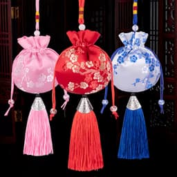 Túi Gấm Thêu Hoa Hầu Bao Cổ Trang May Mắn Phụ Kiện Đeo Trang Trí Tết Cưới Sang Trọng Tao Nhã Thanh Lịch 3