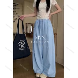 Quần Nữ Ống Rộng Cạp Chun Chất Kaki Thun Hè Mềm Mịn Mát, Chiều Dài Quần 95cm và 100CM Hàng Đẹp {MY04} 8