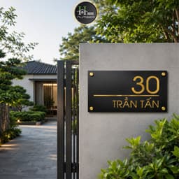 Biển số nhà. Bảng số nhà âm bản HOUSE NUMBER thiết kế theo phong cách chữ chìm hiện đại, tôn vinh vẻ đẹp ngôi nhà bạn 2