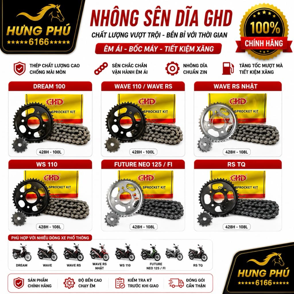 Nhông sên đĩa (nhông xích) HD sên 9ly cao cấp