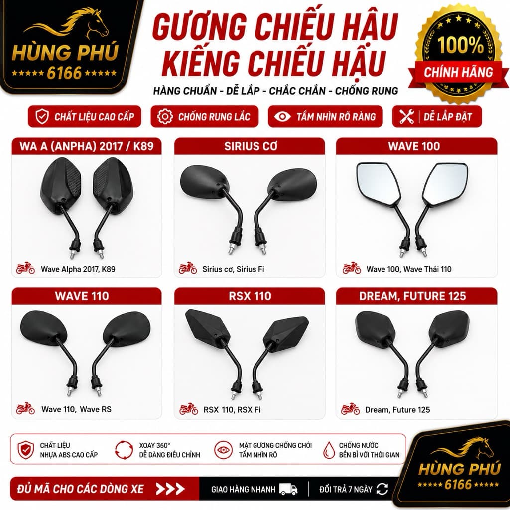 Gương chiếu hậu xe ga-xe số