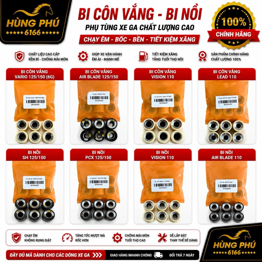 Bi côn (bi nồi) bi văng zin trần .lắp cho các dòng xe tay ga honda