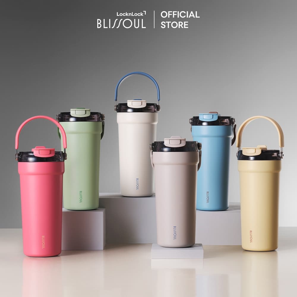Ly giữ nhiệt thép phủ sứ LocknLock Blissoul Cafe Ceramic Tumbler 700ml LHC4440 có quai xách  - Hàng Chính Hãng - JoyMall