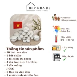 [ BepNhaRi ] Bộ Bát Đĩa Gốm Sứ Trắng Viền Đen ( Đĩa Vuông ) - SỰ KẾT HỢP HOÀN HẢO GIỮA SANG TRỌNG VÀ TINH TẾ 3