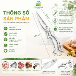 [HÀNG MỚI 2026] Kéo Cắt Gà Đức Không Gỉ, Kéo Cộng Lực Cắt Xương – Siêu Bền, Siêu Sắc – GIA DỤNG VINALIVING 3
