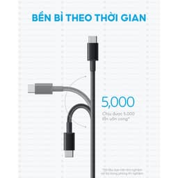 Cáp sạc nhanh Anker USB-C to USB-C 60W, Dây dù, Truyền dữ liệu 480Mbps, sạc iPhone, Samsung, iPad, MacBook  - A8752/3 2