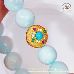 Ngọc Đan Tâm - Vòng Tay Larimar 9mm 5A Phối Charm Tròn Đá Xanh - Mệnh Thuỷ & Mệnh Mộc 3