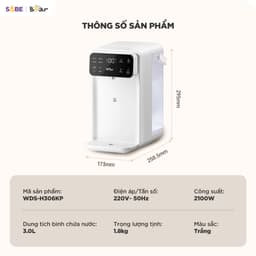 [MỚI] Bình Thủy Điện Bear 3L WDS-H306KP Bình Đun Nước Nóng Trực Tiếp Chuẩn Nhiệt 13 Mức Nhiệt Tùy Chỉnh Pha Trà Pha Sữa 9