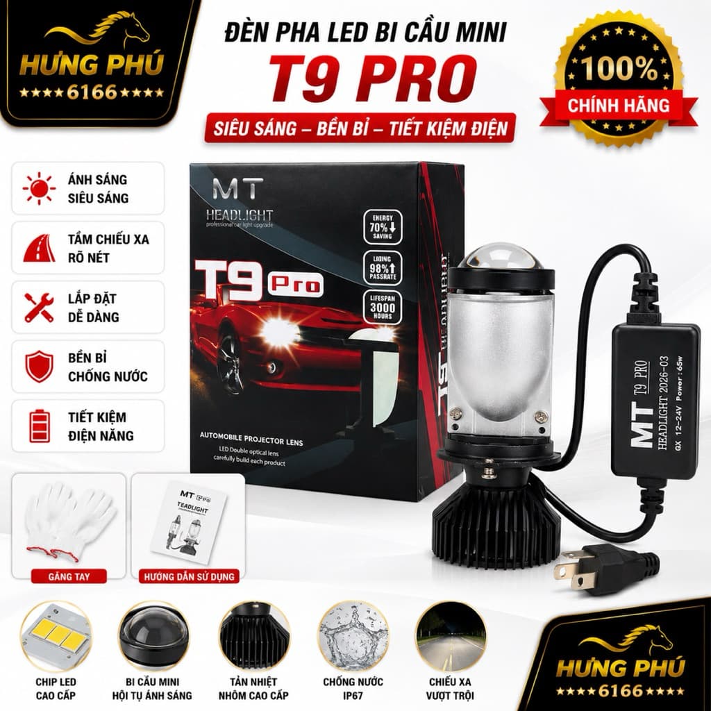 Bóng pha đèn led T9pro siêu sáng