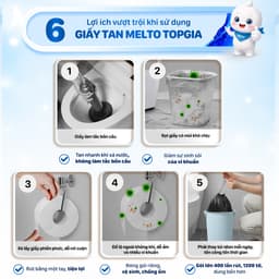 Giấy Đa Năng TopGia Melto 1200 Tờ 4 Lớp Dễ Tan Trong Nước, Mềm Mịn, 400 Lượt Rút, Thấm Hút Tốt, An Toàn Cho Gia Đình 8