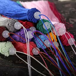 (không hạt) Tua rua 16cm đầu kết phụ kiện treo sáo đàn quạt phong cách cổ trang 6