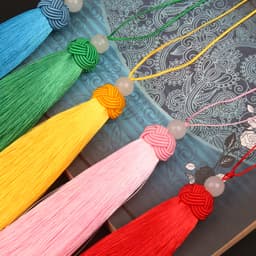 (không hạt) Tua rua 16cm đầu kết phụ kiện treo sáo đàn quạt phong cách cổ trang 3