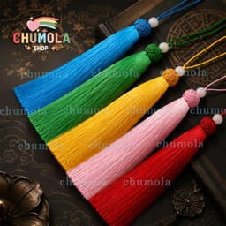 (không hạt) Tua rua 16cm đầu kết phụ kiện treo sáo đàn quạt phong cách cổ trang 1