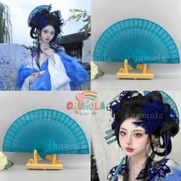 (kèm tua sen) Quạt gỗ xếp nhiều màu cổ trang cầm tay phong cách thanh lịch 2