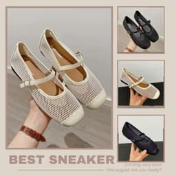 Giày Mary Jane Nữ Lưới Mesh Thời Trang, Giày Búp Bê Quai Cài Vintage  N62 1