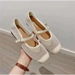 Giày Mary Jane Nữ Lưới Mesh Thời Trang, Giày Búp Bê Quai Cài Vintage  N62 4