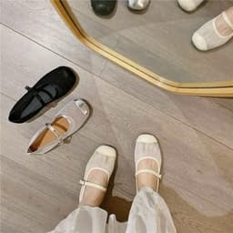 Giày Mary Jane Nữ Lưới Mesh Thời Trang, Giày Búp Bê Quai Cài Vintage  N62 8