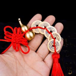 Hồ Lô Phong Thuỷ Gắn Đồng Xu Ngũ Đế – Đồng Tâm Tua Rua May Mắn Treo Xe Ô Tô, Trang Trí Nhà Ở Mang Tài Lộc & Thịnh Vượng 3