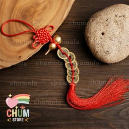 Hồ Lô Phong Thuỷ Gắn Đồng Xu Ngũ Đế – Đồng Tâm Tua Rua May Mắn Treo Xe Ô Tô, Trang Trí Nhà Ở Mang Tài Lộc & Thịnh Vượng 1