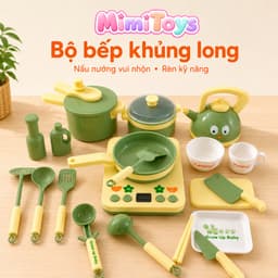 Bếp Đồ Chơi MimiToys Có Đèn Nhạc - Mẫu Khủng Long Thỏ Tím Cho Bé Chơi Nấu Ăn 8