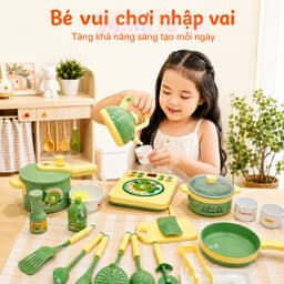 Bếp Đồ Chơi MimiToys Có Đèn Nhạc - Mẫu Khủng Long Thỏ Tím Cho Bé Chơi Nấu Ăn 5
