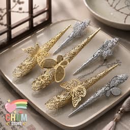 (1 chiếc) Phụ kiện cổ trang GẮN ĐIỆP móng tay hộ chỉ hộ giáp nhà Thanh phiến kim loại cosplay xinh xắn tiện lợi 1