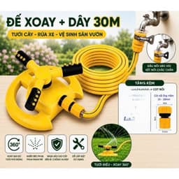 Bộ đế phun tưới cây tưới sân vườn kèm ống nước kèm đầu nối xoay 360 độ 2