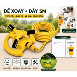 Bộ đế phun tưới cây tưới sân vườn kèm ống nước kèm đầu nối xoay 360 độ 5