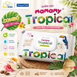 Combo khăn ướt Mamamy Tropical không mùi sợi tự nhiên và rayon ngừa hăm, mềm dai sạch sẽ 1