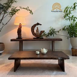Bàn Trà Ngồi Bệt Gỗ Tràm Tự Nhiên Ghép Thanh, Bàn Ăn, Sofa, Cafe 4