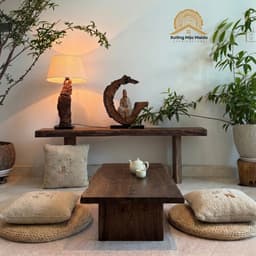 Bàn Trà Ngồi Bệt Gỗ Tràm Tự Nhiên Ghép Thanh, Bàn Ăn, Sofa, Cafe 6