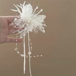 Kẹp Tóc Hoa Ren Trắng Đính Ngọc Tua Rua Phong Cách Tiểu Thư Sang Trọng Phụ Kiện Tóc Cô Dâu Đi Tiệc 5