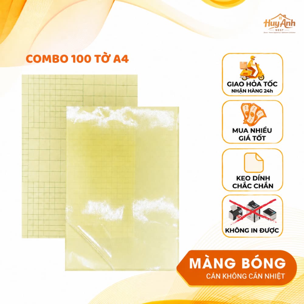 [GIÁ SỈ] Combo 100 tờ decal A4 có sẵn keo, tự cán màng trong và màng nhám - Màng bảo vệ tranh, ảnh, card, giữ màu ảnh
