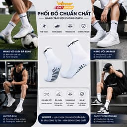 Tất chống trơn đá bóng Winner 247Sport chính hãng cotton thâm hút mồ hôi độ bền cao thể thao pickleball cầu lông chạy bộ 6