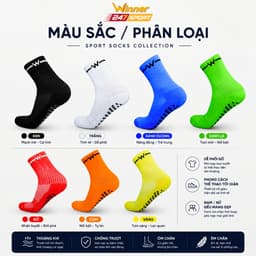 Tất chống trơn đá bóng Winner 247Sport chính hãng cotton thâm hút mồ hôi độ bền cao thể thao pickleball cầu lông chạy bộ 2