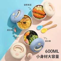 Hộp Cơm Giữ Nhiệt Mini 600ml Lõi Inox 304 Có Quai Xách Đáng Yêu Cho Văn Phòng Đi Học Sanshop 2