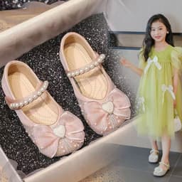 Giày Búp Bê Bé Gái Đính Đá Ngọc Trai Siêu Xinh | Mềm Mại, Êm Chân | Size 23-36.Mã A02 3