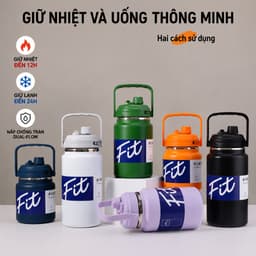 BÌNH GIỮ NHIỆT FIT INOX 316 CAO CẤP 2500ML / Có Ống Hút , Miệng Rộng, Giữ Nhiệt 12-24H .hastag 5