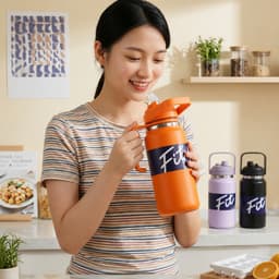 BÌNH GIỮ NHIỆT FIT INOX 316 CAO CẤP 2500ML / Có Ống Hút , Miệng Rộng, Giữ Nhiệt 12-24H .hastag 4