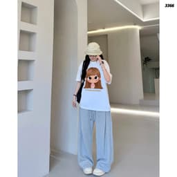 Áo Thun HY KORÉ Búp bê tóc nâu 3366 Form Rộng Localbrand Oversize Unisex Vải Cotton 75% Nam Nữ Mặc Đẹp 3