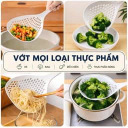 Thìa nhúng mì vớt đồ ăn - Thìa lỗ nhựa vớt đồ ăn dễ dàng và an toàn, vá vớt đồ ăn nhà bếp, nhatle.store2 4